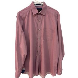 Johnston Murphy Men's Red Geometric Print Long Sleeve Button Down L Flip Cuff